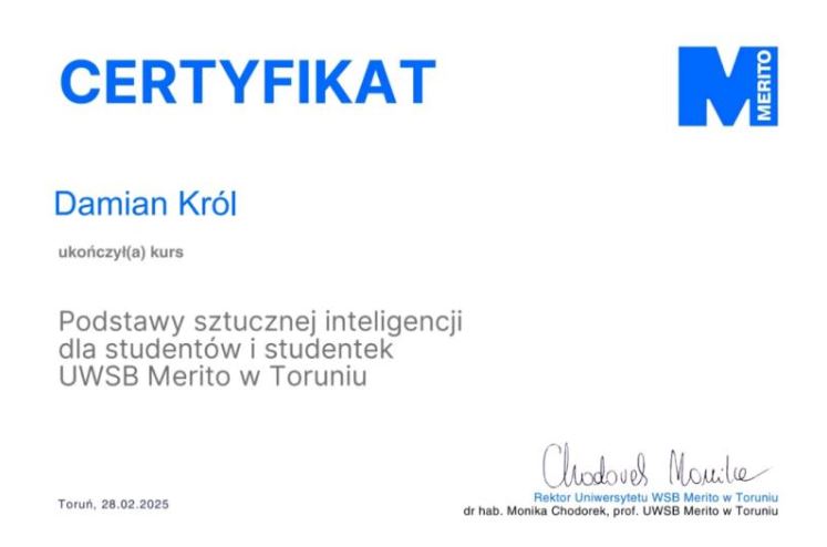Certyfikat AI